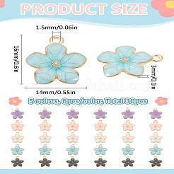 30Pcs 5 Colors Zinc Alloy Enamel Pendants&nbsp;ENAM-LP0001-09