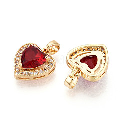 Brass Pave Cubic Zirconia Pendants&nbsp;KK-CJC0015-20G-04