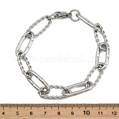 304 Stainless Steel Paperclip Chain Bracelets for Women Men&nbsp;BJEW-Z143-24P