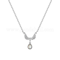 Alloy Rhinestone Angel Wings with Teardrop Pendant Necklaces for Women&nbsp;FS-WG52CAF-01