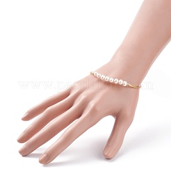 Natural Pearl Beaded Bangle&nbsp;BJEW-JB08163-01