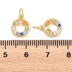 Brass Micro Pave Colorful Cubic Zirconia Charms&nbsp;KK-P353-07G