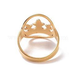 Ion Plating(IP) 201 Stainless Steel Oval with Crown Finger Ring&nbsp;RJEW-J051-42G