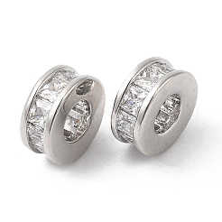Brass Micro Pave Cubic Zirconia Beads&nbsp;KK-P234-41P
