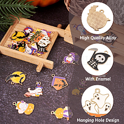 24Pcs 12 Style Halloween Theme Alloy Enamel Pendants&nbsp;ENAM-TA0001-51