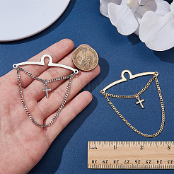 2Pcs 2 Colors Brass Tie Clip Chains&nbsp;AJEW-PH0008-26