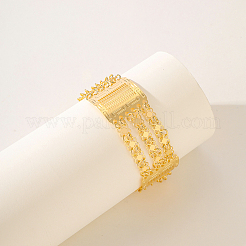 Brass Hollow Flower Wide Link Bracelets for Women&nbsp;BT5345