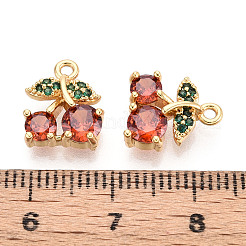 Brass Micro Pave Clear Cubic Zirconia Pendants&nbsp;KK-T078-04G-01