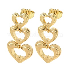 Heart Brass Dangle Stud Earrings&nbsp;EJEW-F389-05G