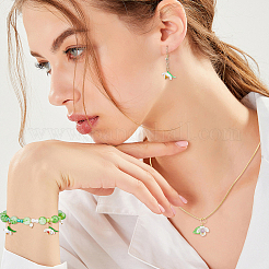 64Pcs 16 Styles Natural Mixed Gemstone Flower Charms&nbsp;PALLOY-FH00140