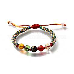 Glass Round Beads Braided Bead Bracelets&nbsp;BJEW-M110-01