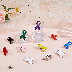 27Pcs 9 Colors Awareness Ribbon Enamel Pins&nbsp;JEWB-FH0002-64