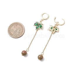 Maple Leaf Brass Micro Pave Cubic Zirconia Leverback Earrings&nbsp;EJEW-JE06917