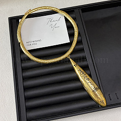 Vintage Alloy Engraved Textured Teardrop Pendant Choker Necklaces for Women&nbsp;WG8A604-01