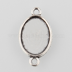 Tibetan Style Alloy Flat Oval Cabochon Connector Settings&nbsp;TIBE-M022-06AS