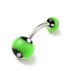 10Pcs Acrylic Round Beaded Curved Barbell&nbsp;AJEW-G041-02P