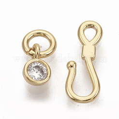 Brass Micro Pave Clear Cubic Zirconia Hook and S-Hook Clasps&nbsp;X-KK-T051-26G-NF