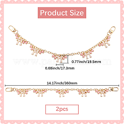 2Pcs Alloy Enamel Pink Bowknot Charm Cable Chain Purse Decorative Chains&nbsp;HJEW-BBC0001-48