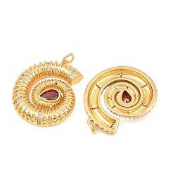 Brass Micro Pave FireBrick Cubic Zirconia Pendants&nbsp;CU-CBA3297-02G