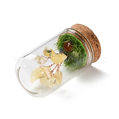 Natural Yellow Quartz Chips Money Tree in Dome Glass Bell Jars with Wood Base Display Decorations&nbsp;DJEW-K030-02H