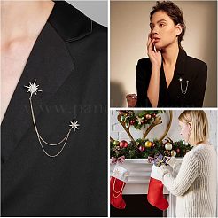 2Pcs Star with Tassel Chain Brooch Pin&nbsp;JEWB-NB0001-12