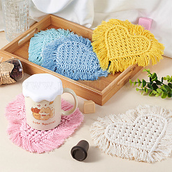 5Pcs 5 Colors Cotton Macrame Cup Mats&nbsp;AJEW-MB0001-03