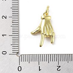 Rack Plating Palm Brass Micro Pave Cubic Zirconia Pendants&nbsp;KK-E102-18G-02