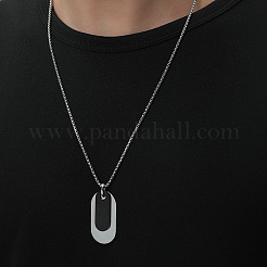 Oval 201 Stainless Steel Blank Tag Pendant Necklaces for Men&nbsp;FS-WG04020-01