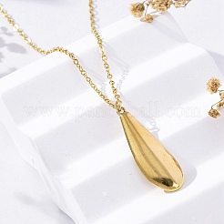304 Stainless Steel Teardrop Pendant Cable Chain Necklaces for Women&nbsp;LS-NJEW-A038-01G