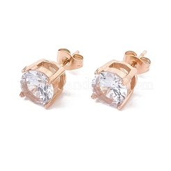 6 Pairs Cubic Zirconia Flat Round Stud Earrings&nbsp;EJEW-G291-05D-M