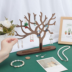 Tree Shaped Wood Jewelry Earring Display Stands&nbsp;DJEW-WH0816-002
