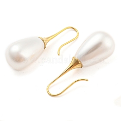 Plastic Pearl Teardrop Dangle Earrings&nbsp;EJEW-C067-23D-G