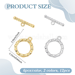 12Pcs 2 Colors Brass Toggle Clasps&nbsp;KK-BC0015-49A