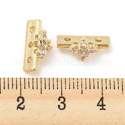 Rack Plating Brass Micro Pave Clear Cubic Zirconia Multi-strand Links&nbsp;KK-F864-05G1