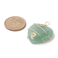 Natural Green Aventurine Copper Wire Wrapped Pendants&nbsp;PALLOY-JF02042-02
