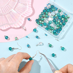 120Pcs 8 Styles Glass Pendants&nbsp;PALLOY-SW00156