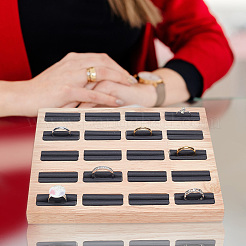 20-Slot Wood Ring Display Tray Stands&nbsp;RDIS-WH0033-24