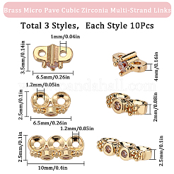 30Pcs 3 Styles Brass Micro Pave Cubic Zirconia Multi-Strand Links&nbsp;KK-SC0004-23