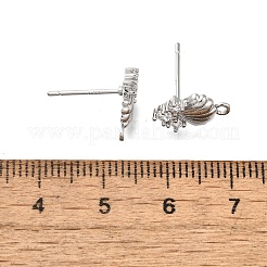 Brass Cubic Zirconia Stud Earring Finding&nbsp;KK-Q048-15P