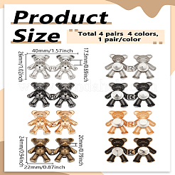 4 Pairs 4 Colors Alloy Jean Buttons Pins&nbsp;FIND-LP0007-21