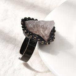 Natural Rose Quartz Irregular Nugget Open Cuff Rings&nbsp;G-A278-03AB-04