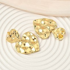 Brass Heart Dangle Stud Earrings&nbsp;EJEW-F389-14G