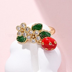 Brass Micro Pave Cubic Zirconia Open Cuff Rings for Women&nbsp;RJEW-U057-16G