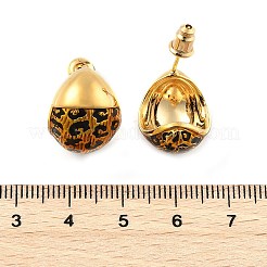 Leopard Print Brass Enamel Stud Earrings for Women&nbsp;EJEW-U055-12B-G
