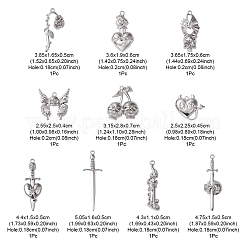 10Pcs 10 Style Halloween Theme Rack Plating Alloy Pendants&nbsp;FIND-YW0003-84