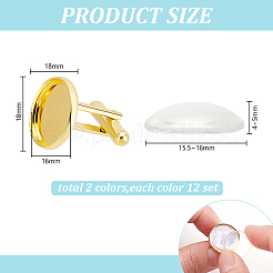 24Pcs 2 Colors Brass Cufflinks&nbsp;KK-AR0004-48