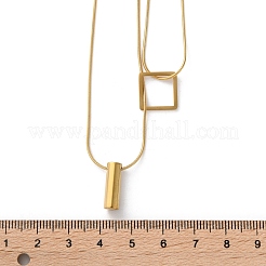 316 Surgical Stainless Steel Double Layer Column & Square Pendant Necklaces&nbsp;LS-NJEW-P324-04G
