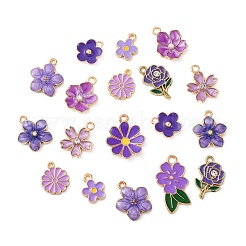 20Pcs 10 Styles Flower Alloy Enamel Pendants&nbsp;ENAM-FP0002-13
