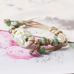 Alloy & Porcelain & Wax Cord Charm Bracelets&nbsp;FS-WGF05A0-01