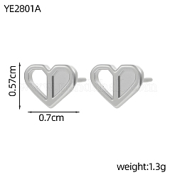 Valentine's Day Heart 304 Stainless Steel Stud Earrings&nbsp;STAS-OY016-86P